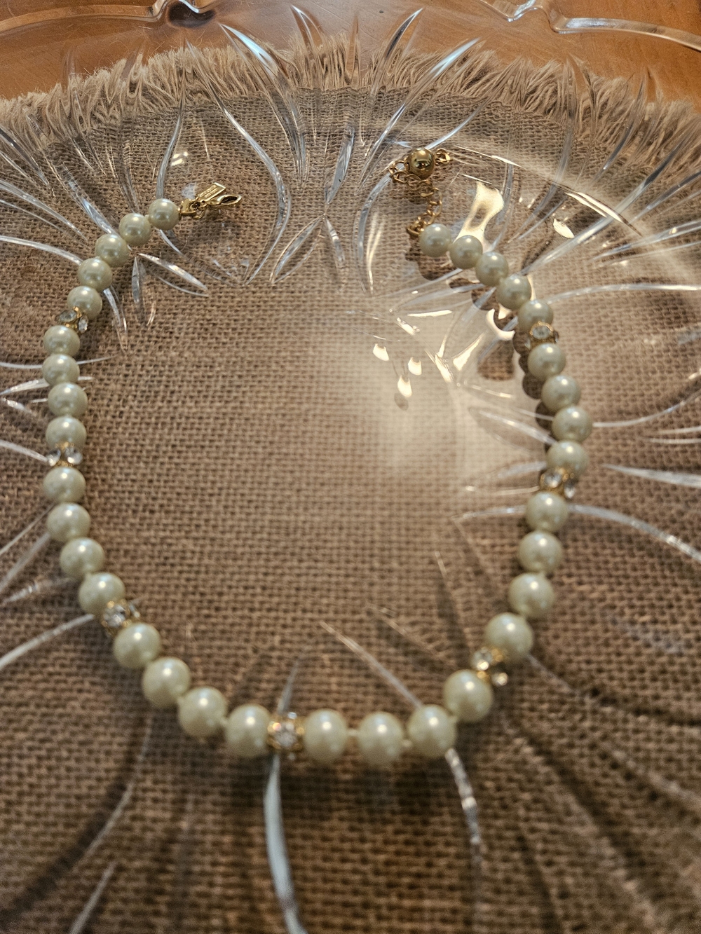 kate spade Pearl Bead Necklace in Cream with Gold Accents